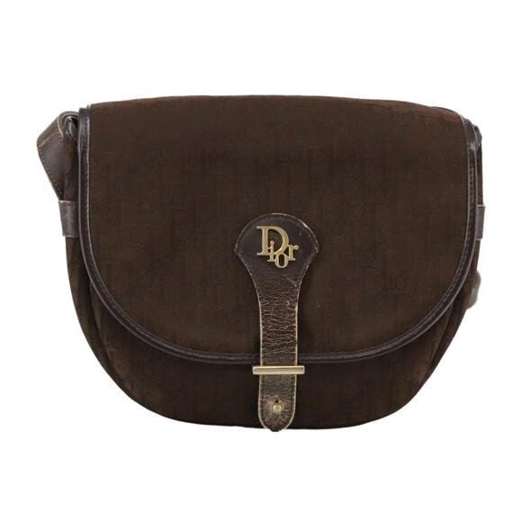 DIOR Trotter Canvas Shoulder Bag Brown Gold - Picture 2 of 13